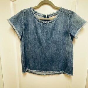 Chelsea & Violet Blue Frayed Denim Top No Tags